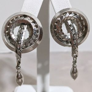Vintage Silver Dangle Screw Back Earrings